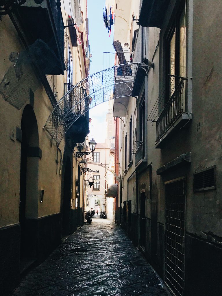 Dark alley in Sorrento, Italy